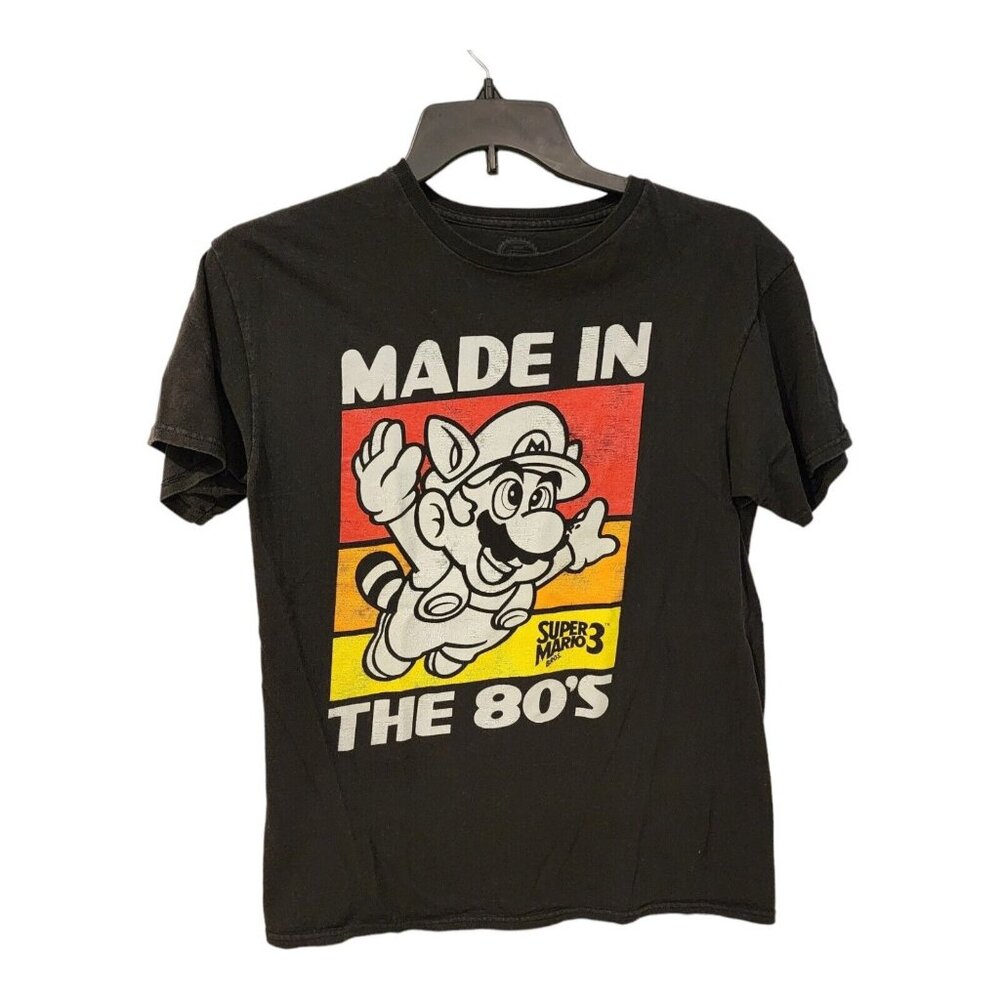 Super Mario Bros MEDIUM T Shirt Adult Made In The 80s Nintendo Black Retro Mens